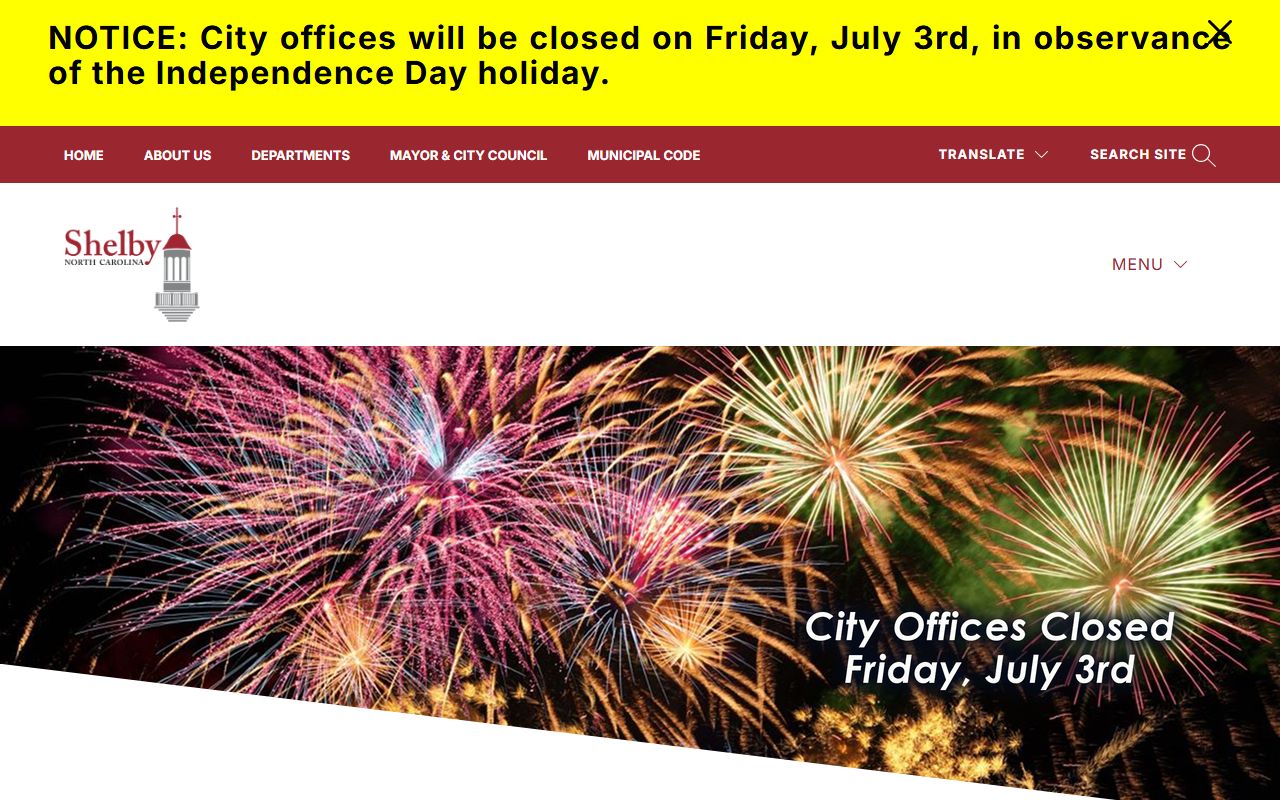 Official City of Shelby homepage phone directory source